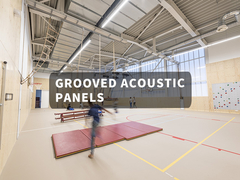 Paneles acústicos ranurados de alta gama con resistencia al fuego para interiores modernos