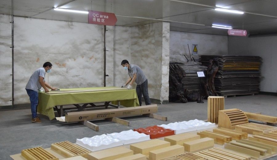 Guangzhou Wuyang Yiguan Acoustic Materials Co., Ltd. línea de producción del fabricante